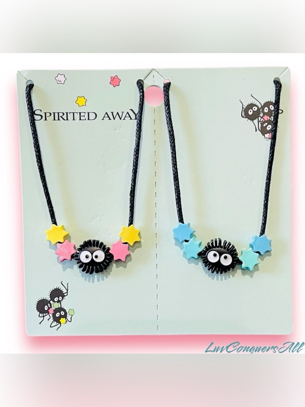 Studio Ghibli Spirited Away Soot Sprite Candy Best Friend Necklace Set